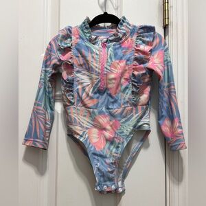 Tommy Bahama Floral Kids One Piece Swimsuit - Blue and Pink 18 months